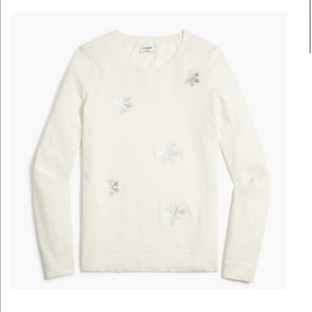 J. Crew Factory Sequin snowflake teddie sweater BC540